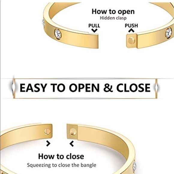 NEW Gold Diamond Love Bangle Bracelet Designer Inspired Classic Love Bracelet - Picture 3 of 6